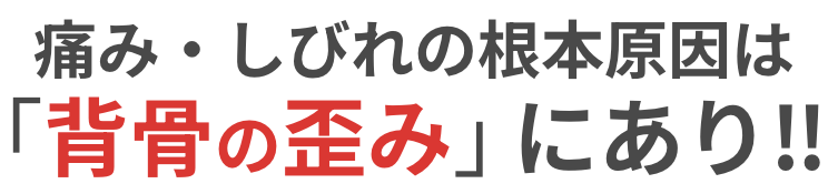 痛み・しびれの根本原因は「背骨」の歪みにあり‼